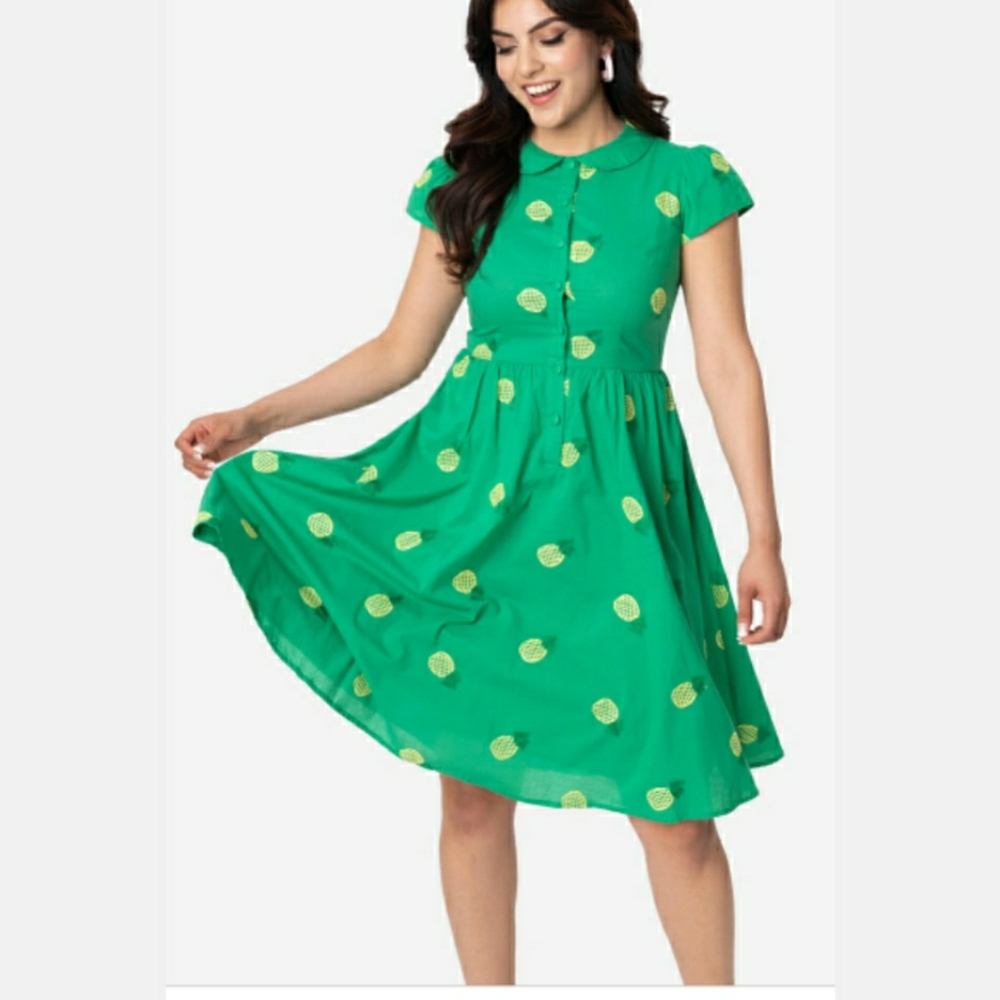 Voodoo Vixen Green Pineapple Dress Size L/ US 8
